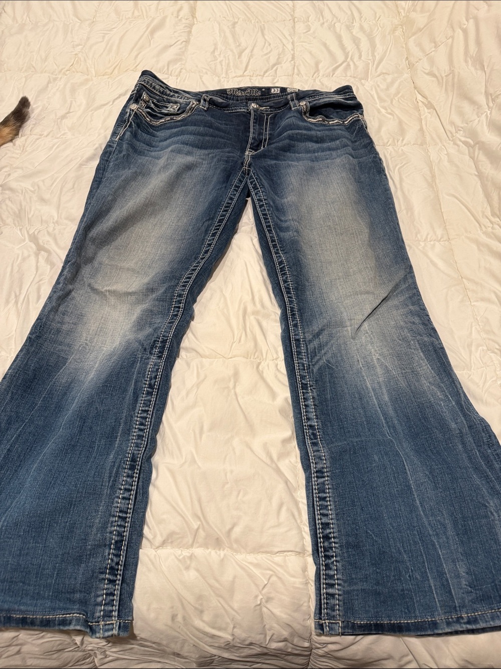 Miss Me Blue Flare Jeans with Embellished Back Pockets